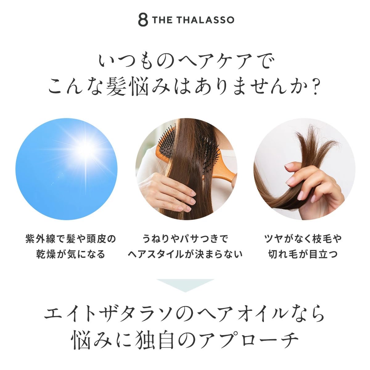 8 THE THALASSO Natural Hair Oil for Women & Men, Anti Frizz Serum by Glycerin, Lecithin, Squalane, Rosemary, Peppermint & Tea Tree, Hair Oil Treatment by Japan, Paraben & Sulfate Free 3.38 Fl Oz MOIST