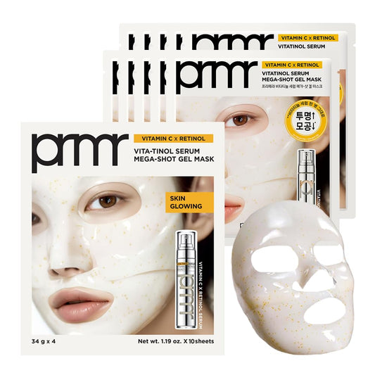 Primera (PRMR Vitatinol Serum Gel Mask- Overnight Melting Masks, for Collagen Synthesis with Vitamin C & Retinol, Masks for face, Hydrating, Hydrogel Maskset 34g x 10EA