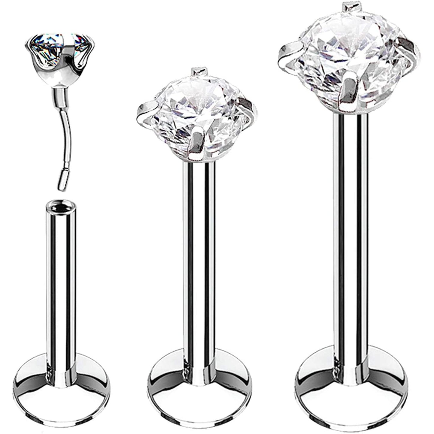 BodyJ4You 4PC Labret Tragus Cartilage 16G Studs - Piercing Aftercare Saline Cleanser