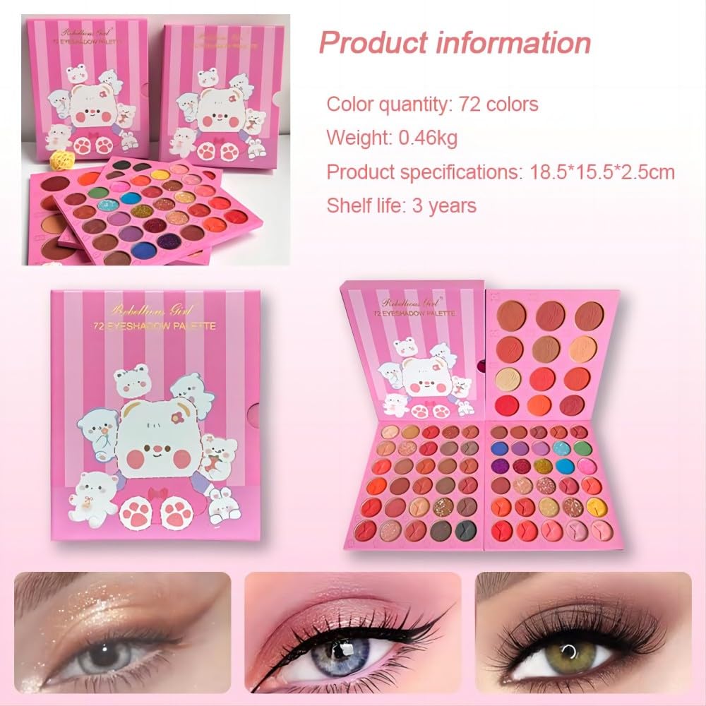 VERONNI 72 Colours Triple Layers Large Eye Shadow Golden Onion Matte Eyeshadow Blush Eyeshadow Palette All-in-One Palette Set, Micro Shimmer Stage Makeup Makeup Palette Set