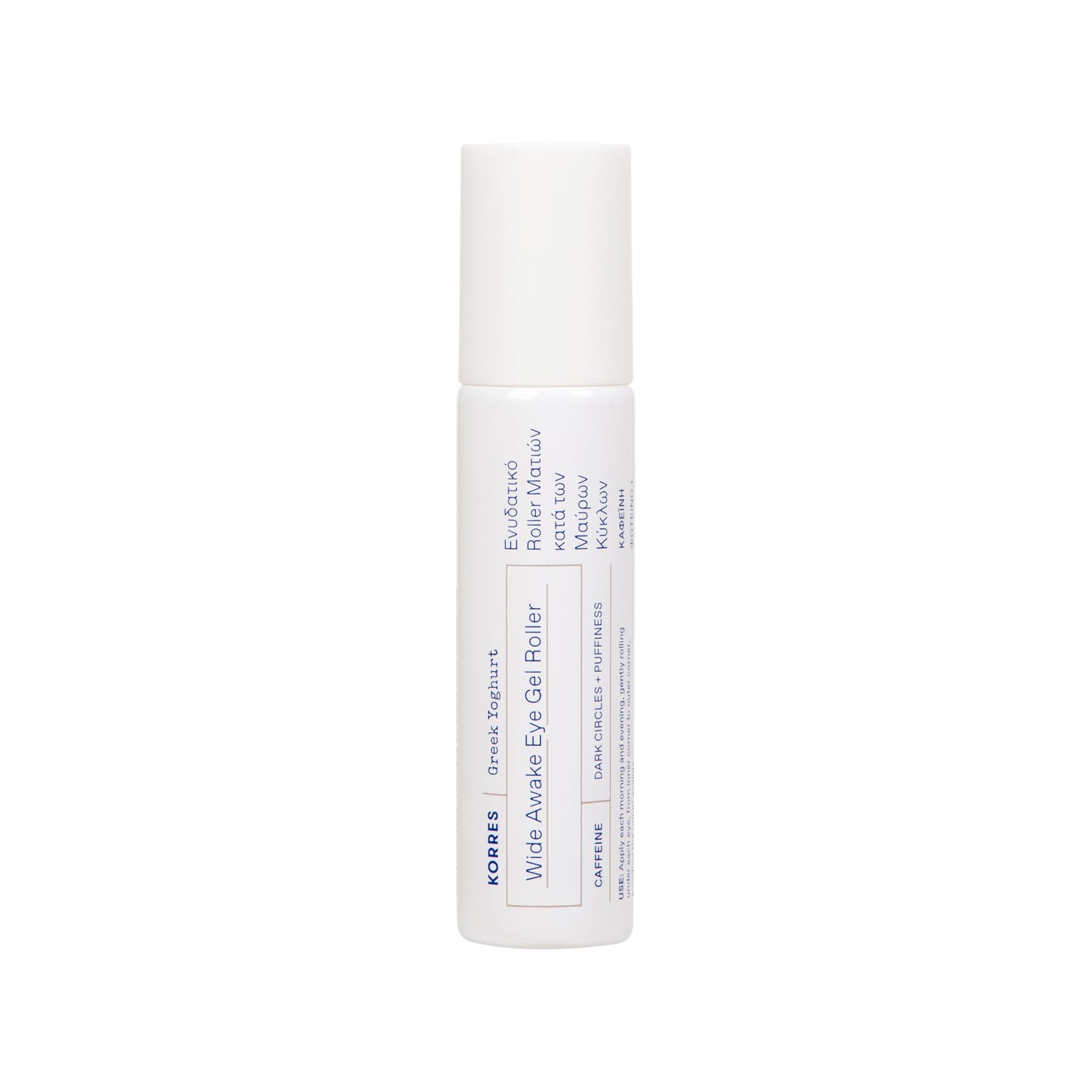 KORRES Greek Yoghurt Wide Awake Eye Gel Serum with Hyaluronic Acid & Caffeine for Dark Circles & Puffy Eyes, Roller Ball, Brightening & Hydrating, 0.51 fl oz