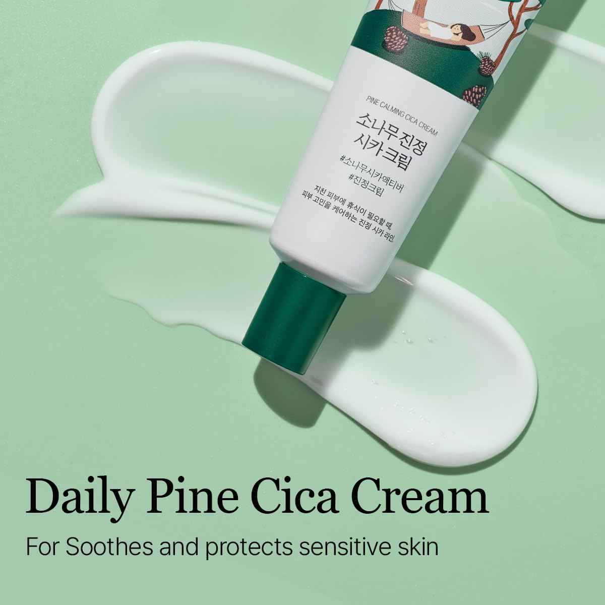 ROUND LAB Pine Calming Cica Cream 1.69 Fl Oz, Low-Acidic Soothing Moisturizer with Pine Cica, BHA + LHA, and Hyaluronic Acid for Skin Barrier Support, Sebum Control, and Hydration, Korean Skincare