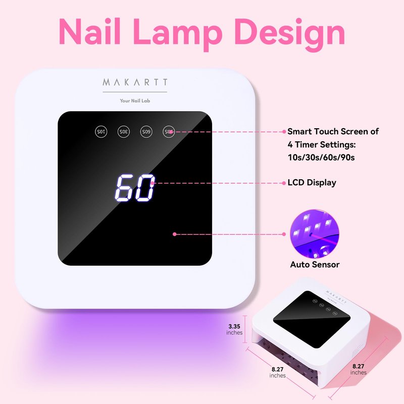 Makartt Mini UV Light for Gel Nails - Fast Curing UV LED Dual Light Nail Dryer Cure Lamp with 3 Timers & Auto Sensor for All Nail Art Design Salon Home DIY Use (Plug-in Model)