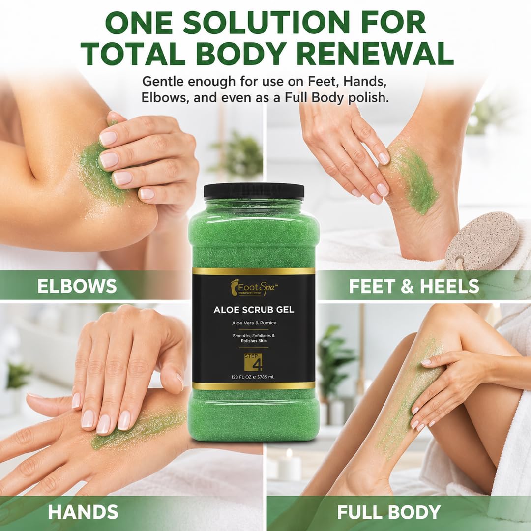 FOOT SPA Exfoliating Scrub Gel - Multi-Purpose Professional & Family Skincare Exfoliator | Pro-Grade Renewal, Zero Irritation for Visibly Radiant Skin & Lasting Smoothness 128 Oz
