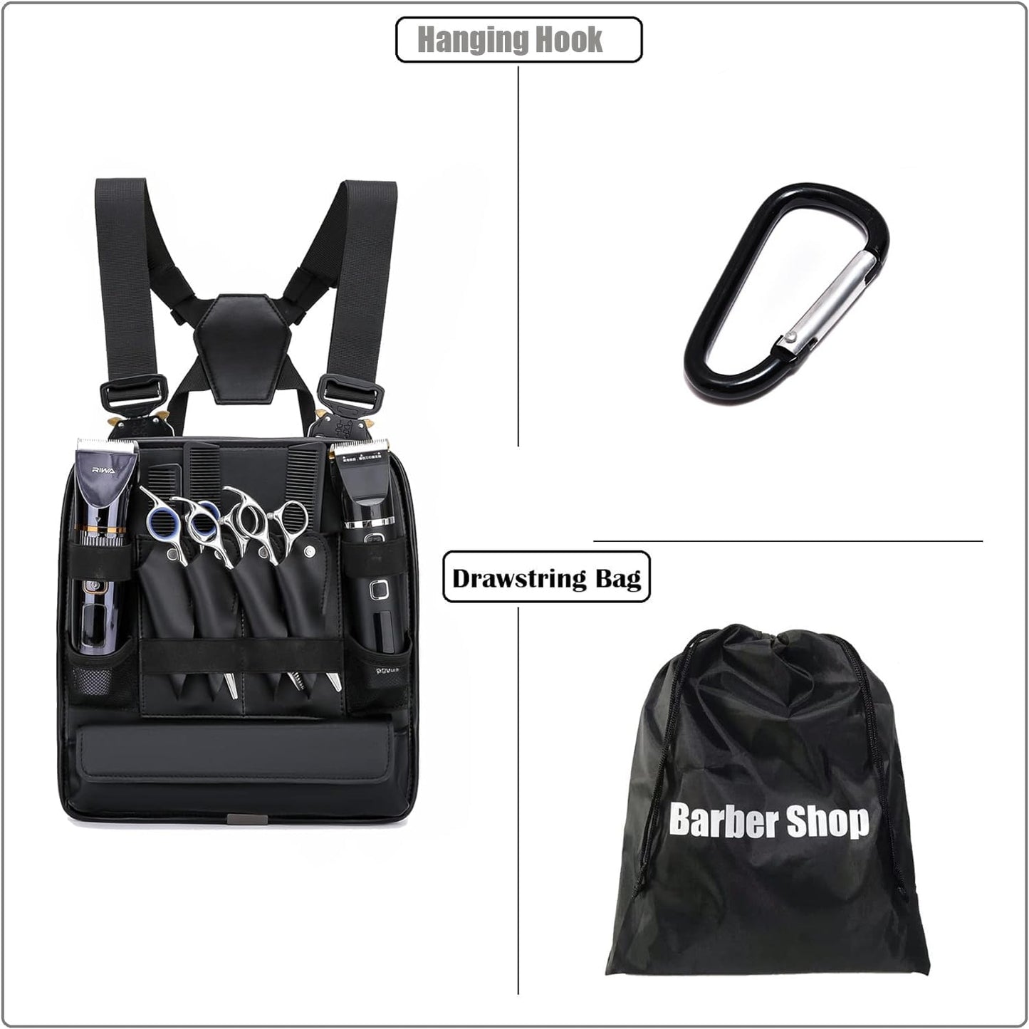 Muserise Leather Fashionable & Functional Chest Rig Bag for Barbers, Stylish Haircut Tools Storage Chest Bag for Barber (Cream)