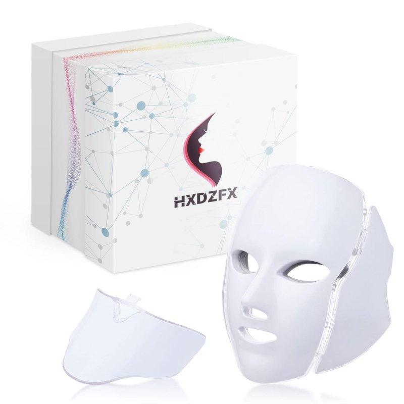 HXDZFX LED Light Therapy Mask（G15-Led Face Mask Light Therapy - Red,Yellow,Red+Infrared,Blue&Mixed light - Skin Care Mask for Face and Neck.White