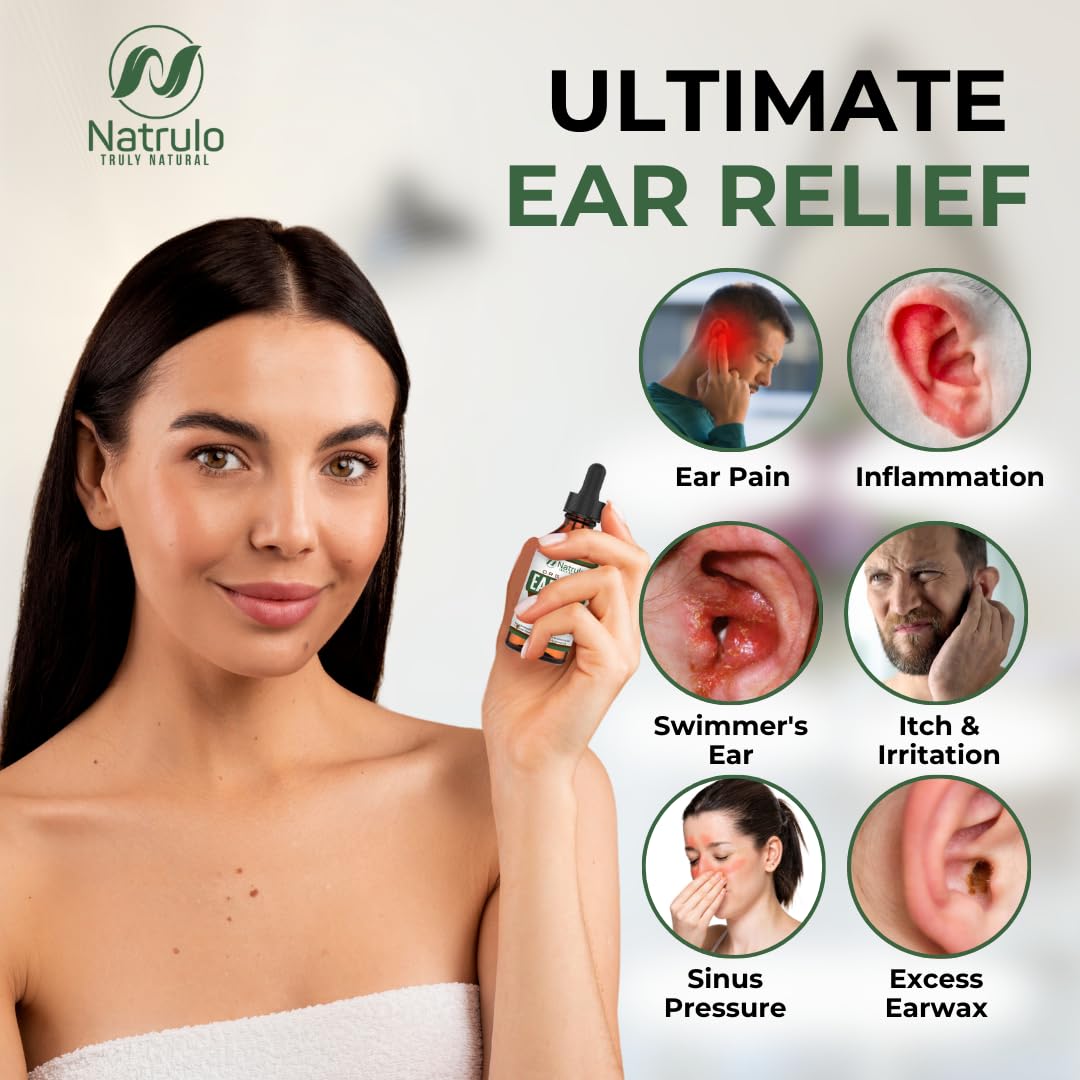 Organic Ear Oil for Ear Infection - Natural Eardrops for Ear Pain, Swimmer's Ear & Wax Removal - Kids, Adults, Baby, & Dog Earache Remedy - Ear Drops with Mullein, Garlic, Calendula Made in USA