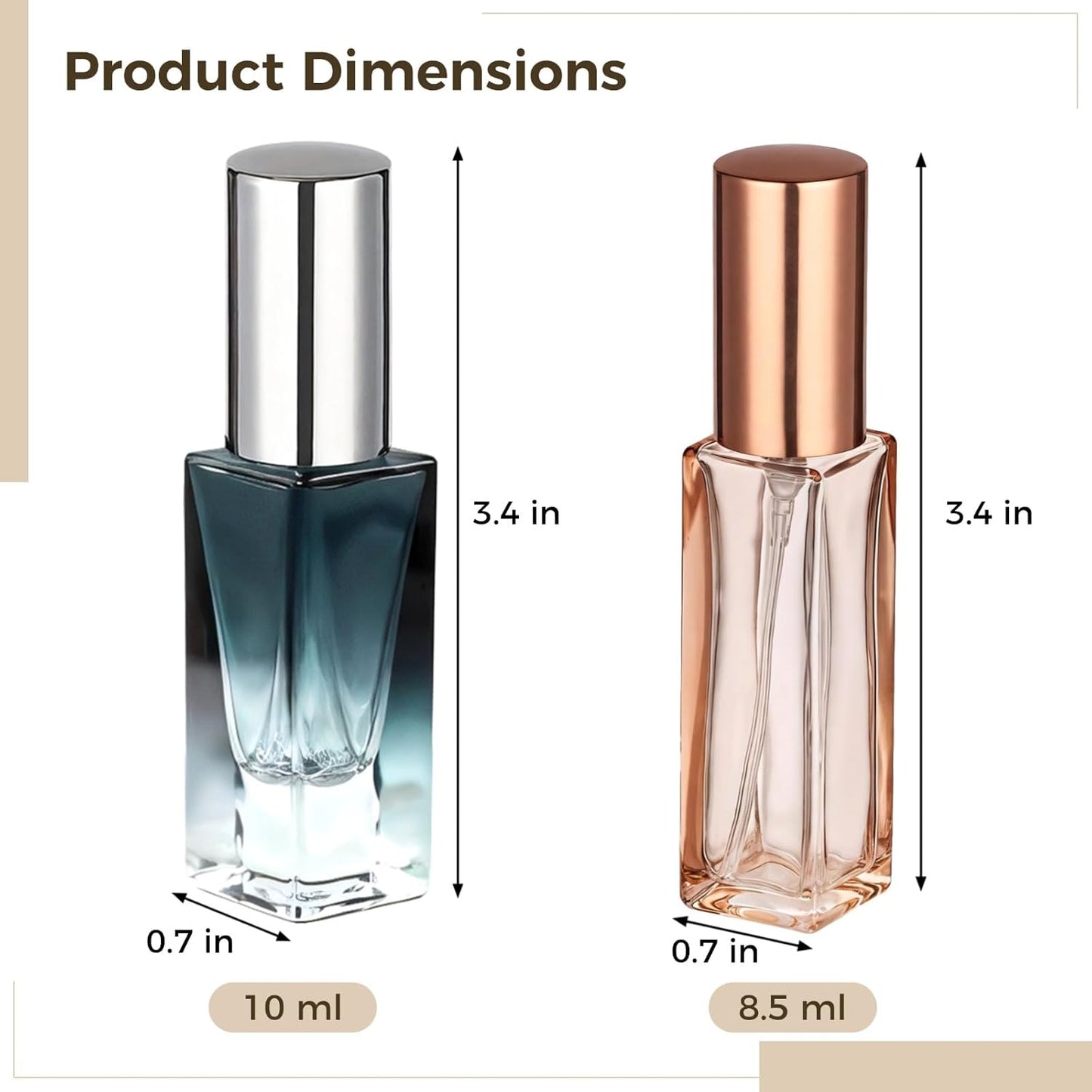 Gradient Perfume Travel Bottles Set - Leak-Proof Glass Spray Nozzles | 20 Pack, 8.5ml & 10ml