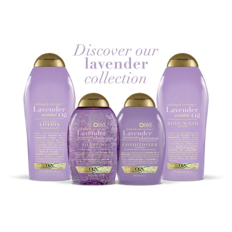OGX Hydrate & Color Reviving + Lavender Luminescent Platinum Shampoo, 13 Ounce Bottle