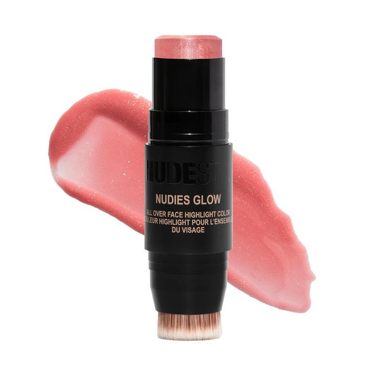 Nudestix Nudies Glow Highlighter Stick – Multi-Use Cream Highlighter for Face, Eyes & Body with Built-In Brush | Dewy, Radiant Finish for All Skin Tones | Clean, Vegan, Travel-Friendly Makeup (I Dew)