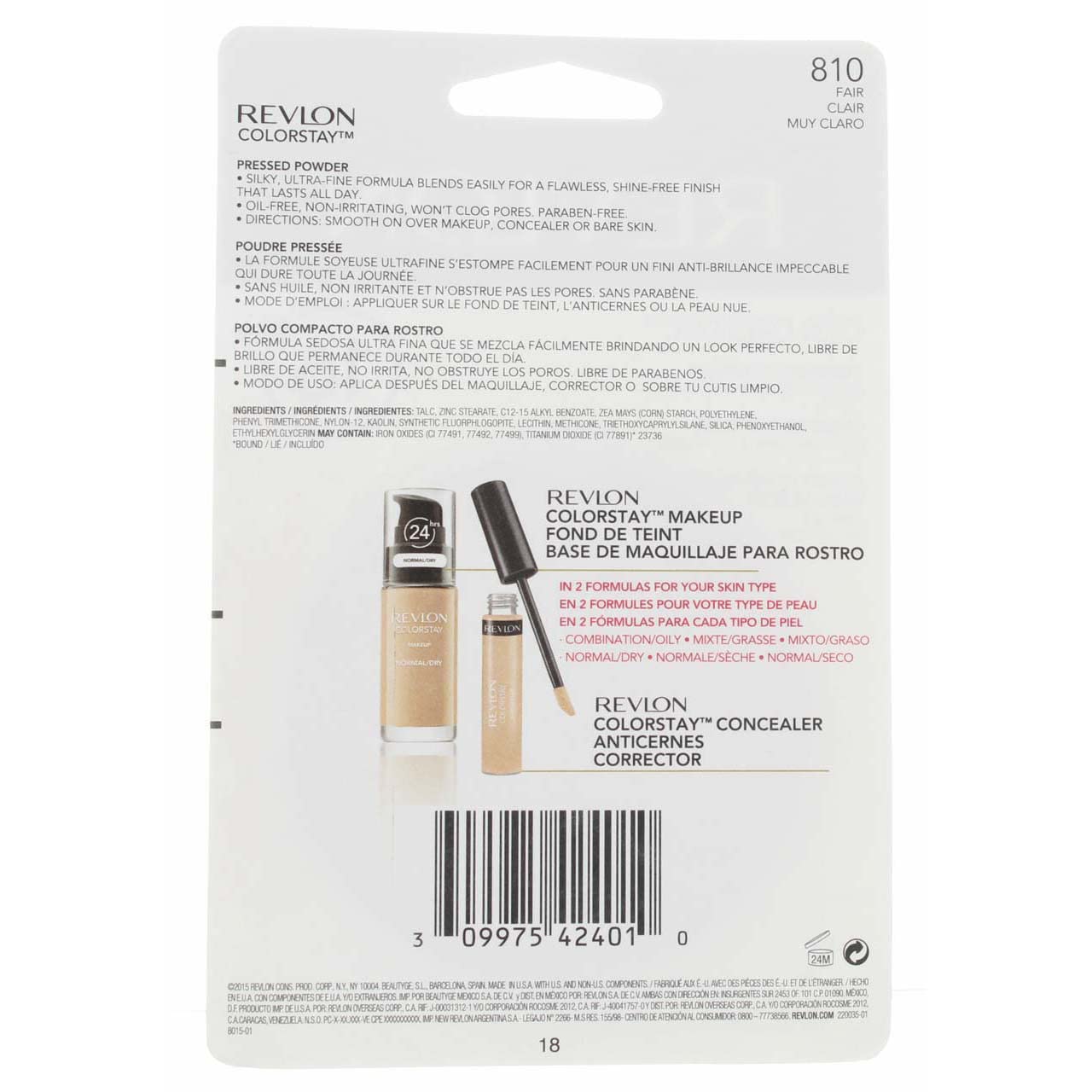 Revlon ColorStay Pressed Powder - Fair 810 | Long-Lasting Matte Finish, 0.3 oz (Pack of 4)