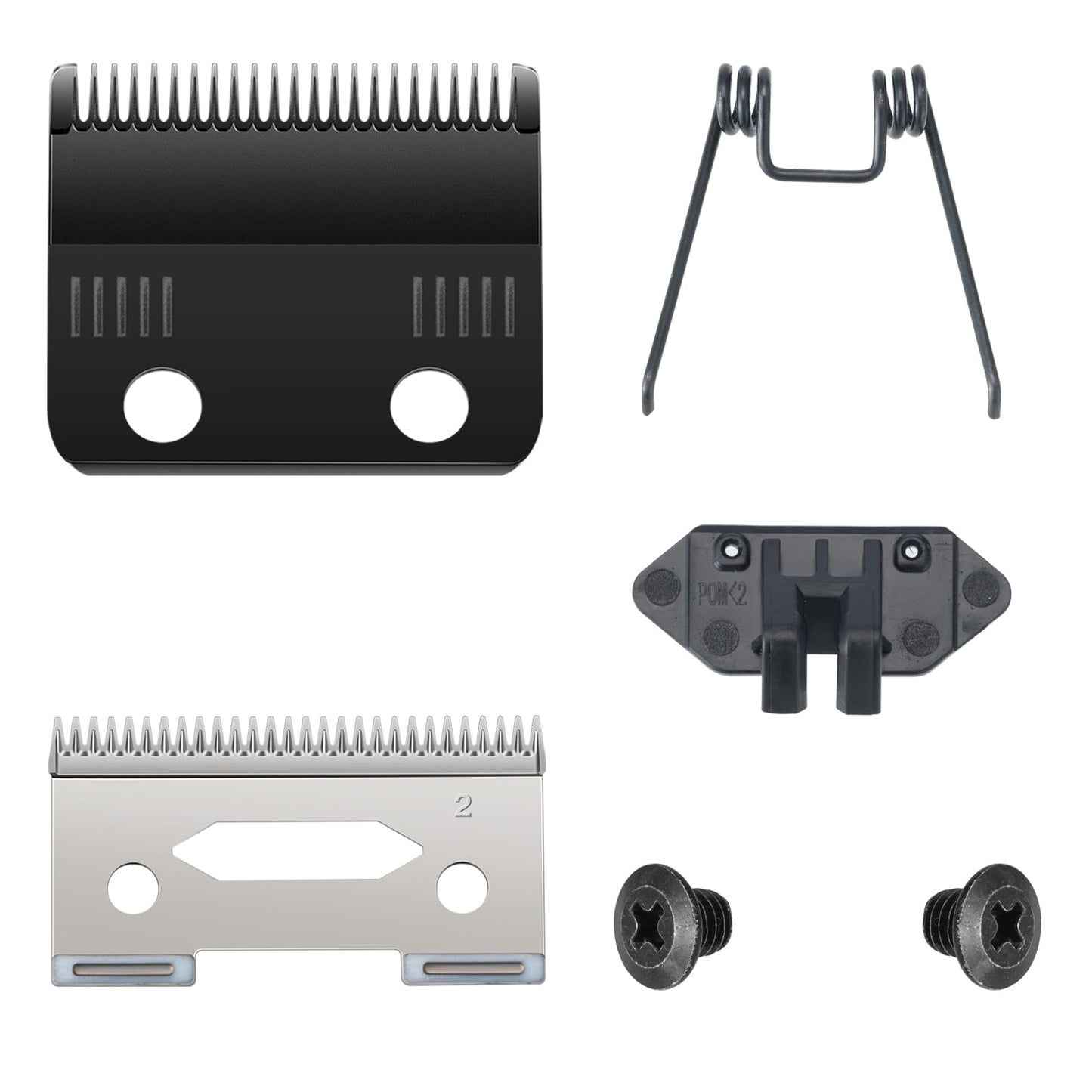 VGR 001 Clipper DLC Carbon Steel Blade Replacement, Professional Precision Ceramic Moving Clipper Blades with 2 Pairs Screws, Model Clipper with Coating Fix Blade Set