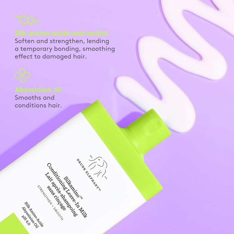 Drunk Elephant Leave-In Conditioning Milk | Silk Amino Acids, 240 ml - Clean & Cruelty-Free Formula