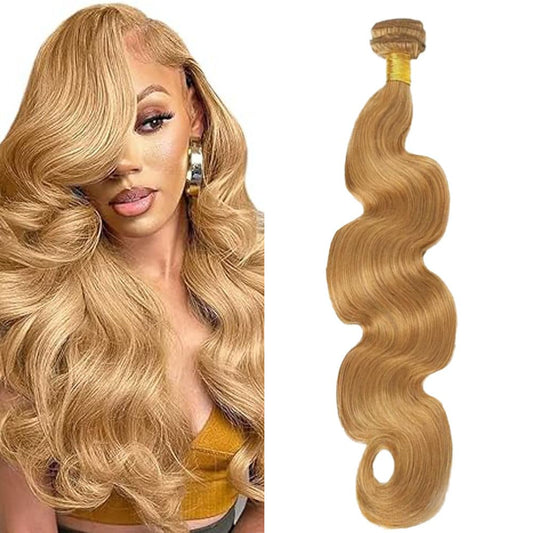 #27 Honey Blonde Bundle Human Hair Blonde Human Hair Bundles Body Wave 1 Bundle Color 27 22 Inch Blonde 100G/PC Unprocessed Brazilian Virgin Double Weft Hair Extension