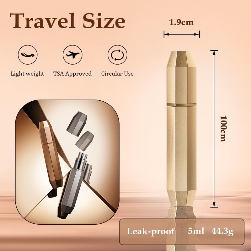 Travel Perfume Atomizer - Refillable Mini Cologne Dispenser | Portable Pocket Size Sprayer for Men & Women - 3pcs (Gold, Pink, Green)