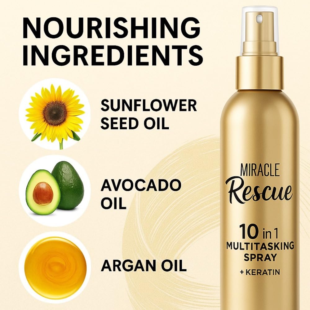 Compatible with 10-in-1 Leave-In Conditioner Spray – Repairs, Detangles, Adds Shine, Moisture & Frizz Control – Sulfate-Free, Color-Safe, 5.7 oz