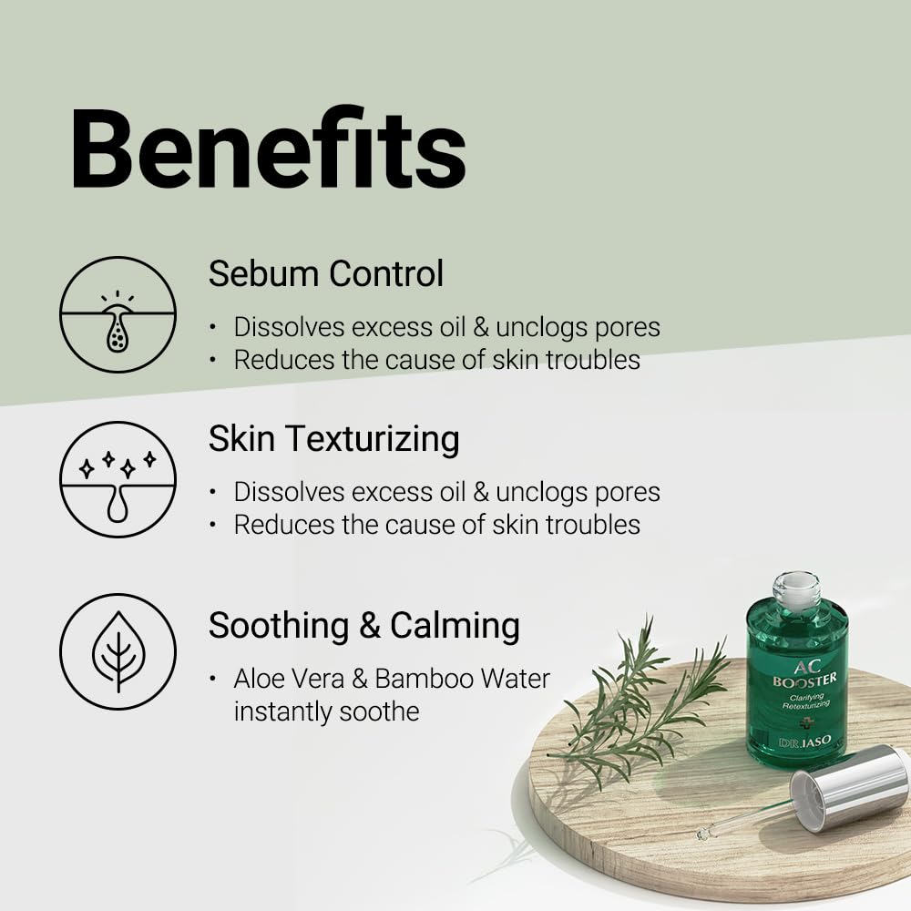 Dr. IASO AC BOOSTER | Skin Concerns About Clogged Pores and Blackheads, Treat Acne-Prone Skin, Soothes and Clarifies Troubled Skin, Korean Skin Care, 2.47oz