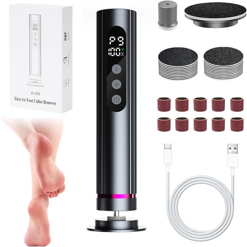 Electric Foot Callus Remover - 9-Speed Pedicure Tool with Dual Heads & LCD Display | Portable Type-C Charge