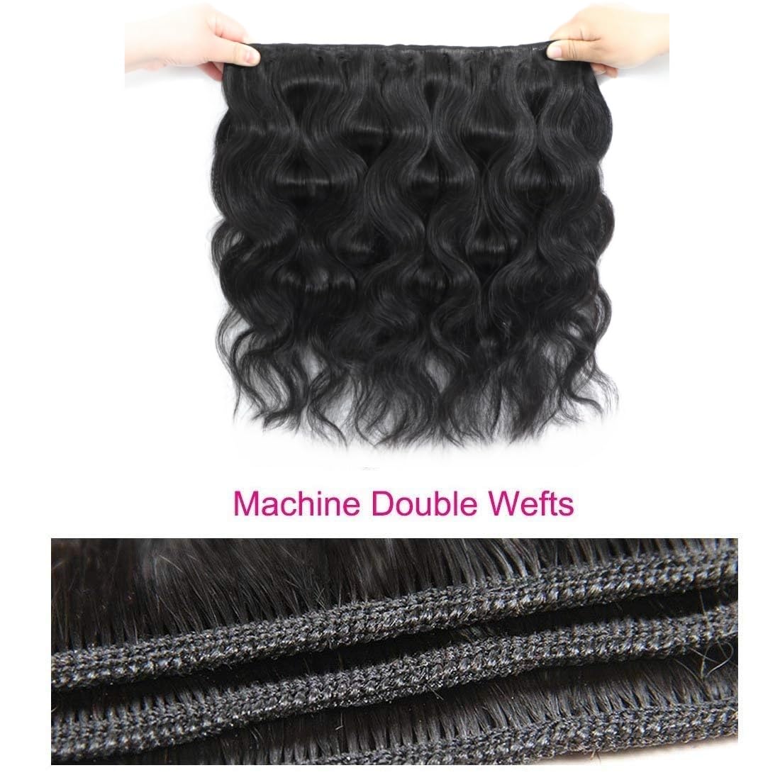 DAHONG HAIR 12A Remy Cuticle Aligned Human Hair Body Wave 4 Bundles 12 Inch, Double Machine Weft No Shedding No Tangling Thick Ends Natural Black, Quick Weave for Daily & All Occasions