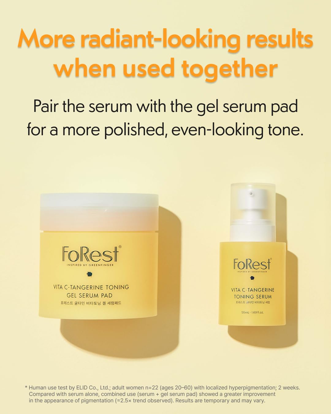 FOREST Vita C-Tangerine Toning Serum 1.69 fl. oz vitamin serum enriched with Mandarin Extract Niacinamide 5 Panthenol and Glutathione infused Vitamin Capsules for Glow Boost, Korean Skin Care