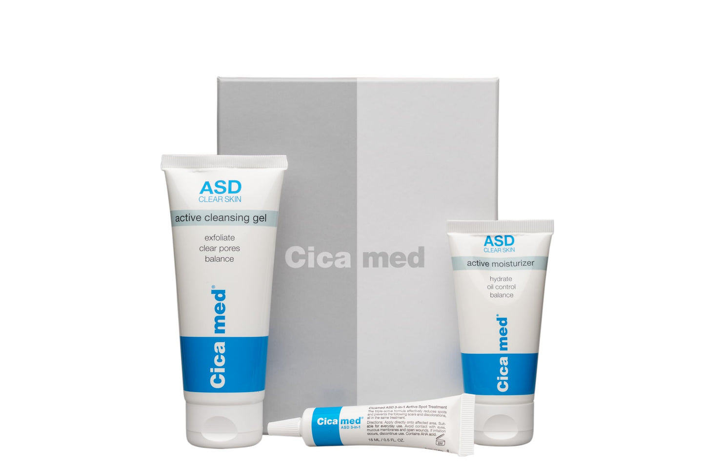 Cicamed ASD kit - Cleansing Gel, Moisturizer & 3-in-1 Spot Treatment with Salicylic Acid - Oily & Combination Skin – Reduces Pimples, Scars & Redness