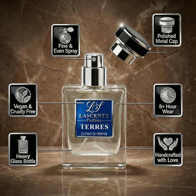 LaScenty TERRES Inspired by Terre deH.ermes, Citrus Woody Earthy Perfume and Cologne for Men, Long Lasting Intense Fragrance with Strong High Projection, 50 ml EDP
