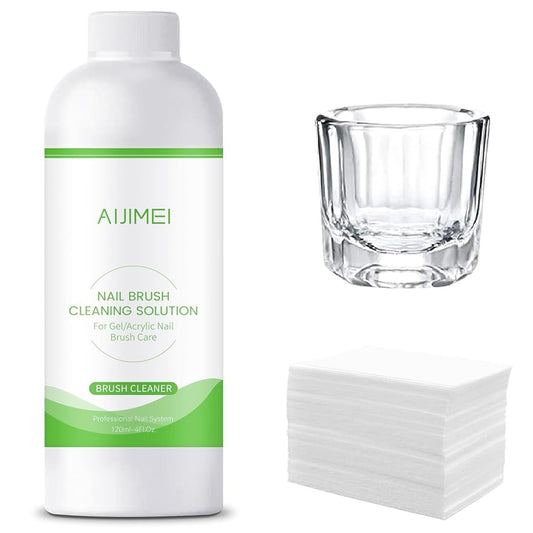 AIJIMEI Nail Brush Cleaner 120ml Acrylic Nail Brush Cleaner kit for Efficient Nail Art Brush Cleaning Quick Gel Removal Suitable for Professional and Home