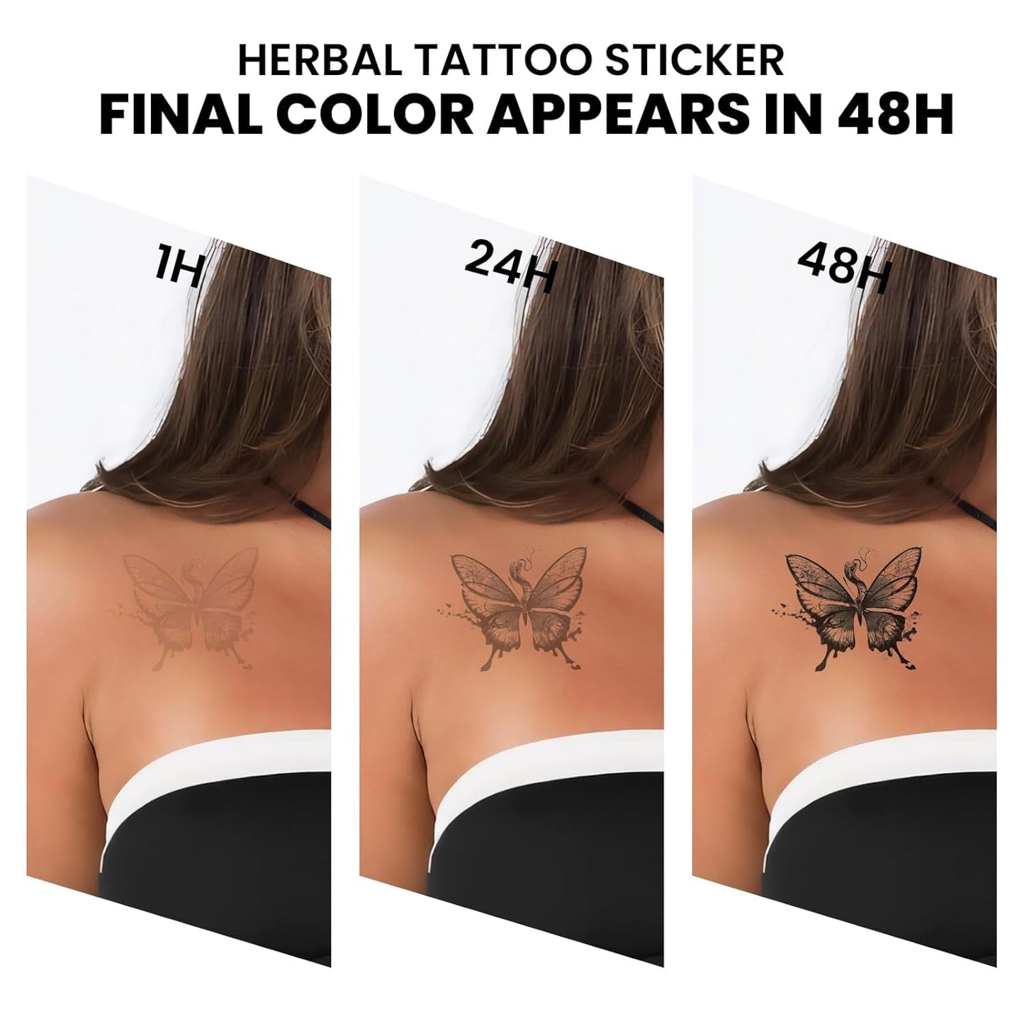 UBICA Semi Permanent Tattoo for Women Men, 2 Sheets Realistic Temporary Tattoos, Lasts 2 Weeks Fake Tattoo for Fingers, Waterproof Non-Reflective, Dark Gothic Alphabet & Black Letter Number Tattoos