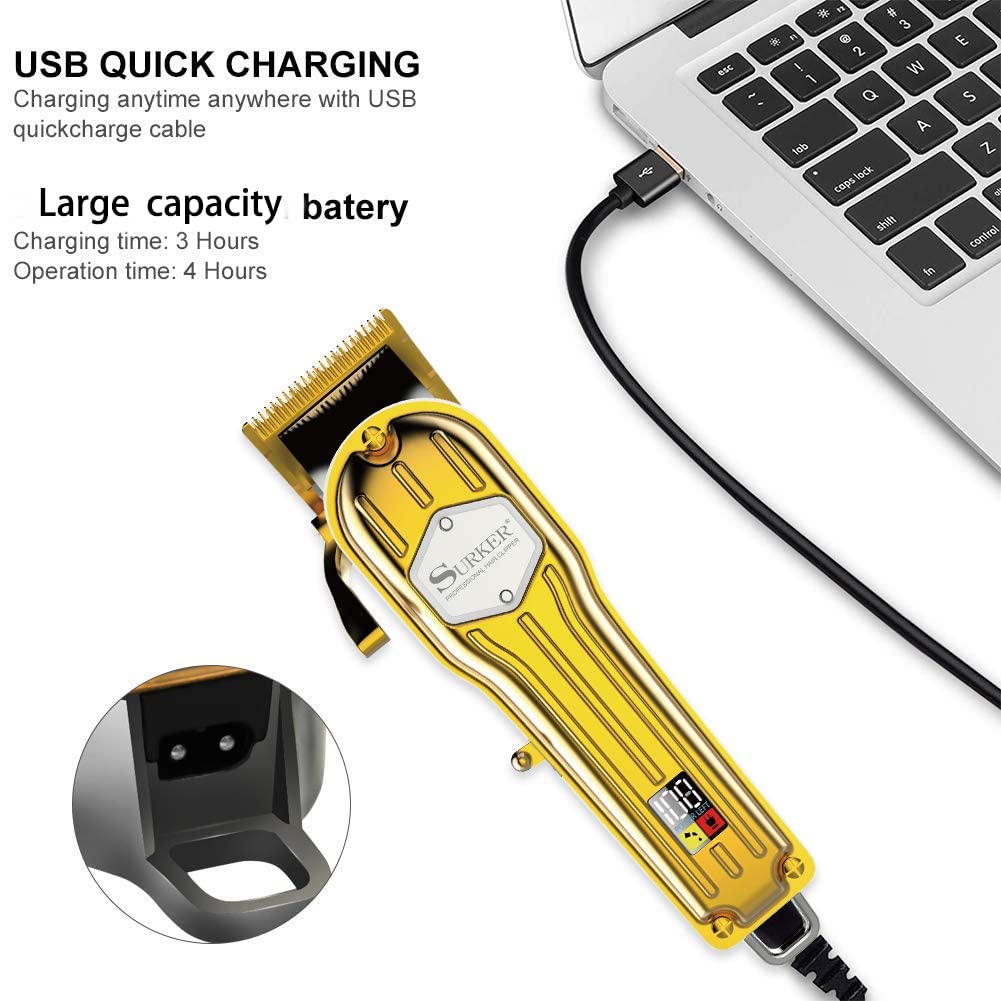 SURKER Hair Clippers for Men - Barber Hair Cut & Beard Trimmer Grooming Kit - Professional Rechargeable Cordless Quiet