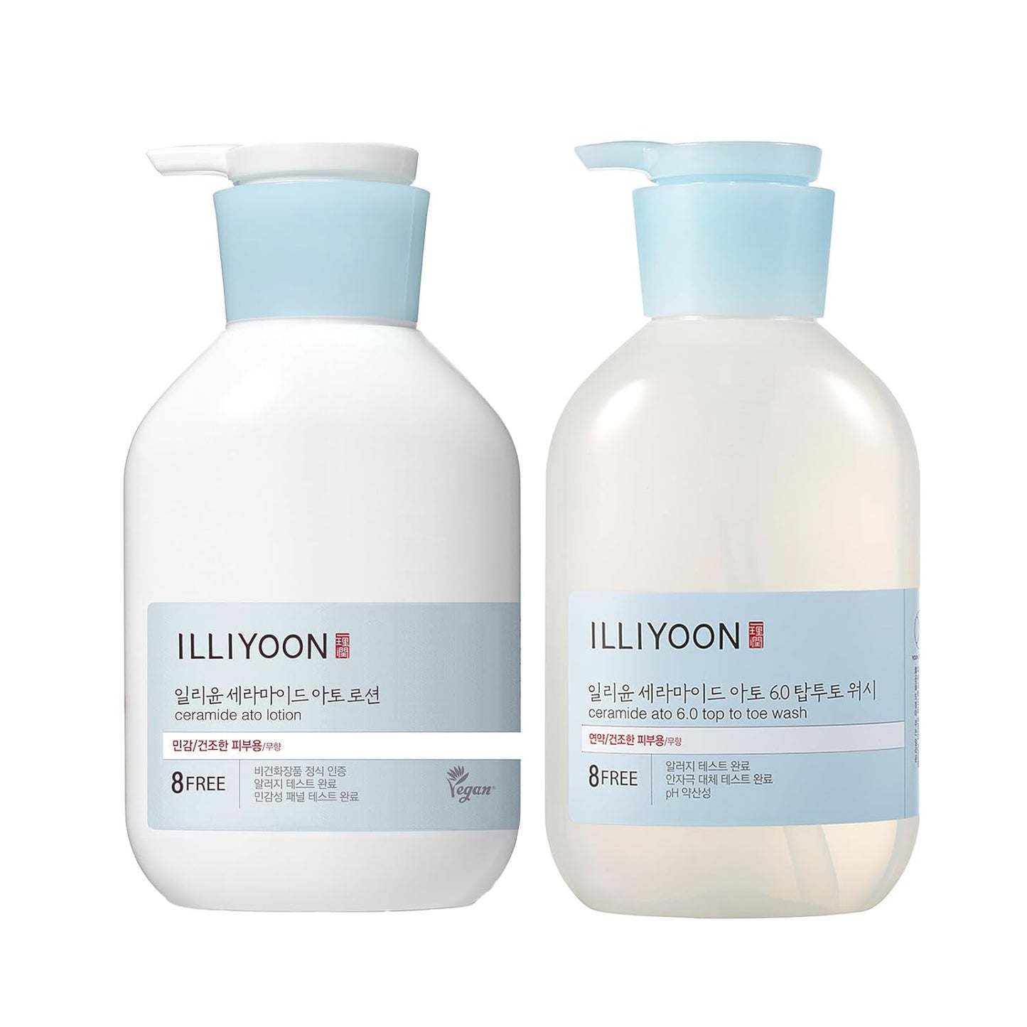 Illiyoon Ceramide Ato Lotion & Top to Toe Wash Set - Korean Moisturizing Duo for Sensitive Skin | Deep Hydration & Soothing Care