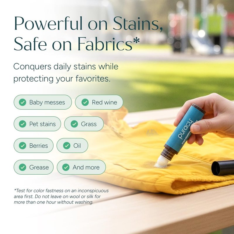 Puracy Stain Remover Pen Stain Stick, Travel and Laundry Stain Cleaner for Clothes, Baby Essentials, Kids Stains, Oil and Fabric Spot Cleaner, (Pen, 3 pack)