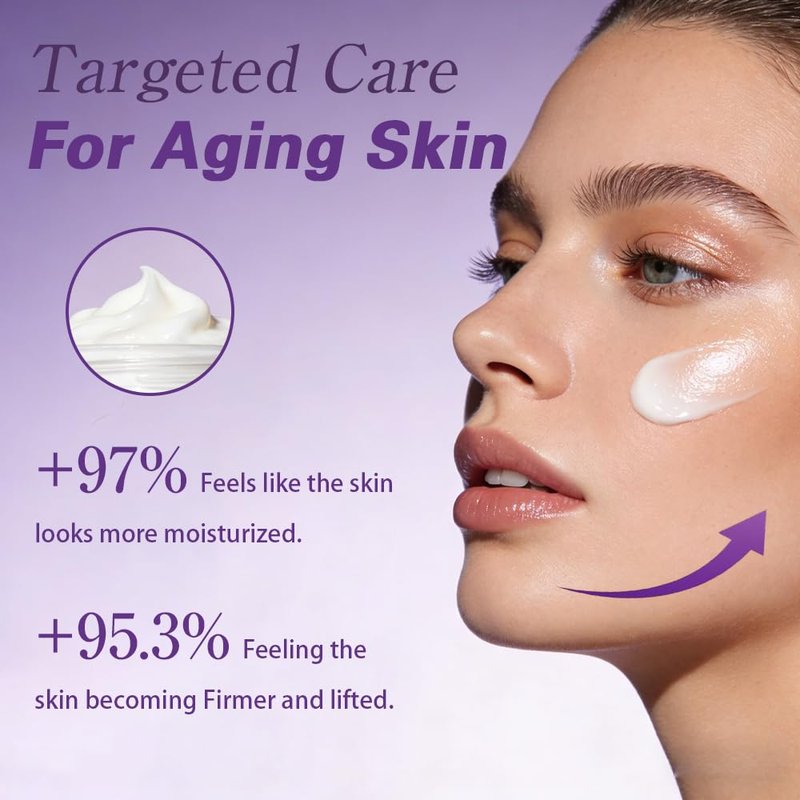 Narvokey 3D Lifting Night Cream, Korean Anti-Aging Moisturizer with 17-Peptide Complex, Probiotic Facial Treatment for Face, Neck Wrinkles，1.7 fl oz