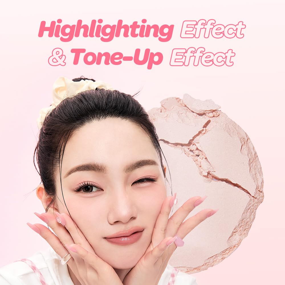 I'M MEME Compact - Tone-up Pact | Korean Pressed Setting Powder for Pink Blur Effect, with Calamine, Makeup Powder, Translucent Compact, Finishing Powder, Oil Control Face, Teen Girl Gifts, 0.35 Oz