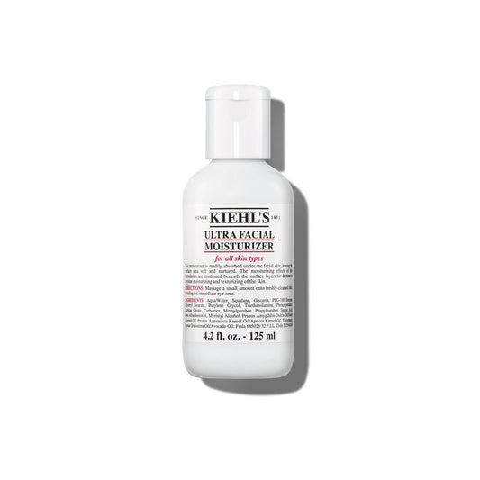 Kiehl's Ultra Facial Moisturizer, for Easy Daily Hydration, Infused with Squalane and Glycerin, Replenishes Moisture Barrier and Softens Skin, Suitable for All Skin Types, Fragrance-Free - 4.2 fl oz