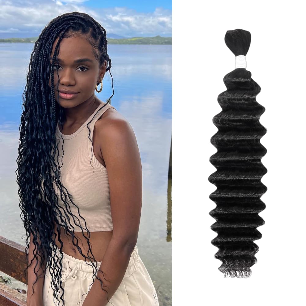 P4/30 Deep Wave Ombre Human Braiding Hair 22Inch 1 Bundle 50g Bulk Human Hair for Braiding No Weft Human Braiding Hair for Boho Braids Wet and Wavy 100% Brazilian Virgin Curly Hair