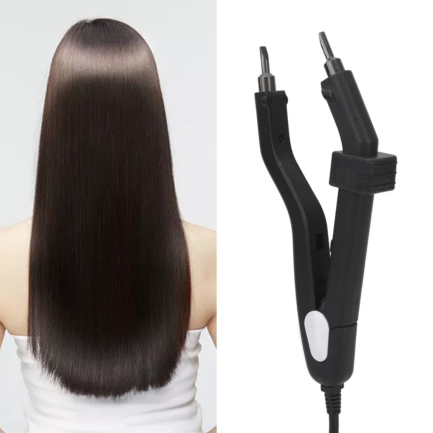 Professional Hair Extensions Tool Adjustable Temperature Hair Extensions Connector Tool Heat Iron Connector (Black) (US Plug)