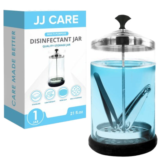 Disinfectant Jar (21 oz) - Barber Disinfectant Jar Glass, Sanitizer Container with Lid for Barber Shop, Barbershop, Salon Tools