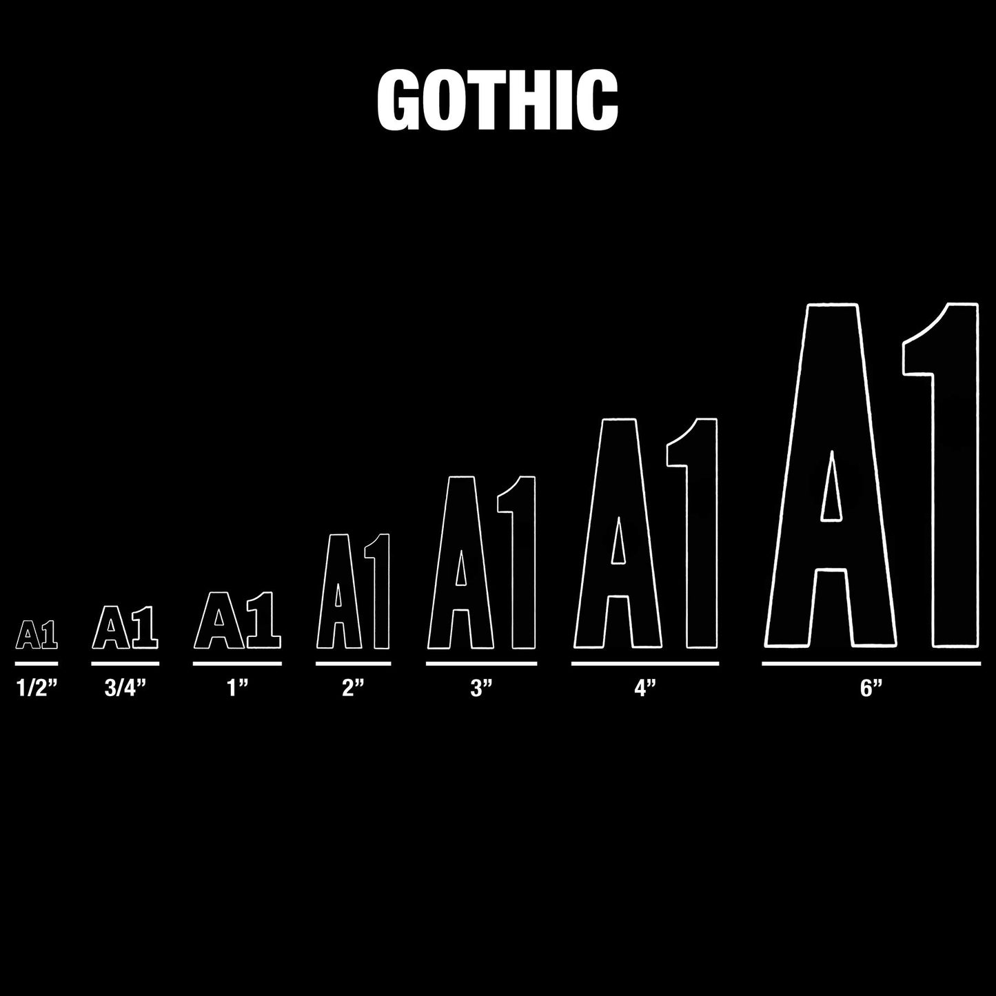 Graphic Products Duro 1-inch Gothic Vinyl Letters and Numbers Set, Gold