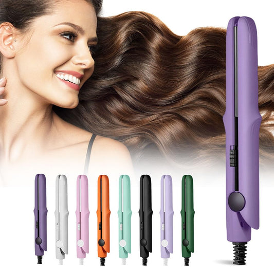 2026 New Curling Wand & Flat Iron Hair Straightener, 2 in 1 Mini Curling Iron for Short Hair Dual-Purpose Curling Iron, Portable Travel Curling Wand Hair Straightener for All Hair Types (Purple)