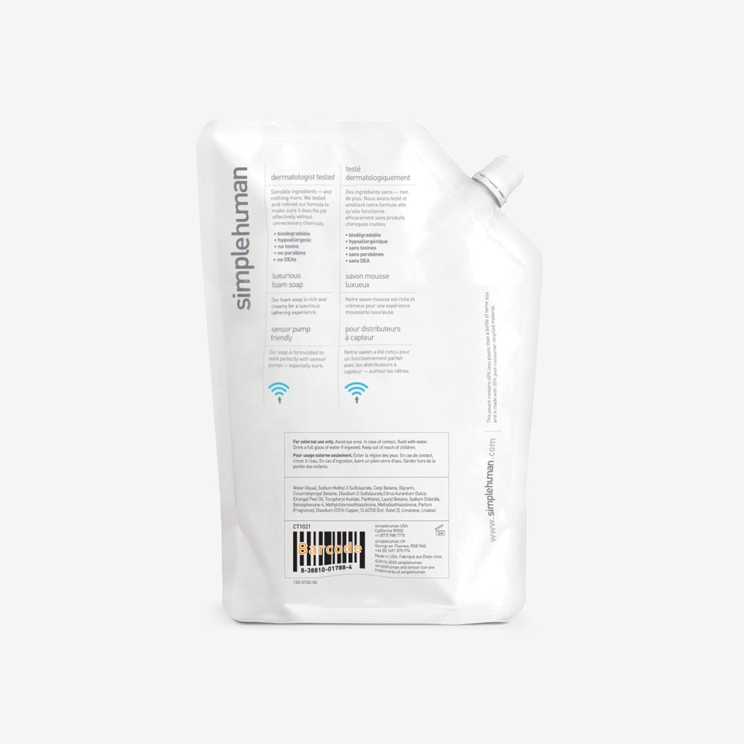 simplehuman Hand Soap Refill Pouch - Moisturizing Liquid Soap, 34 Fl. Oz. | Pack of 3