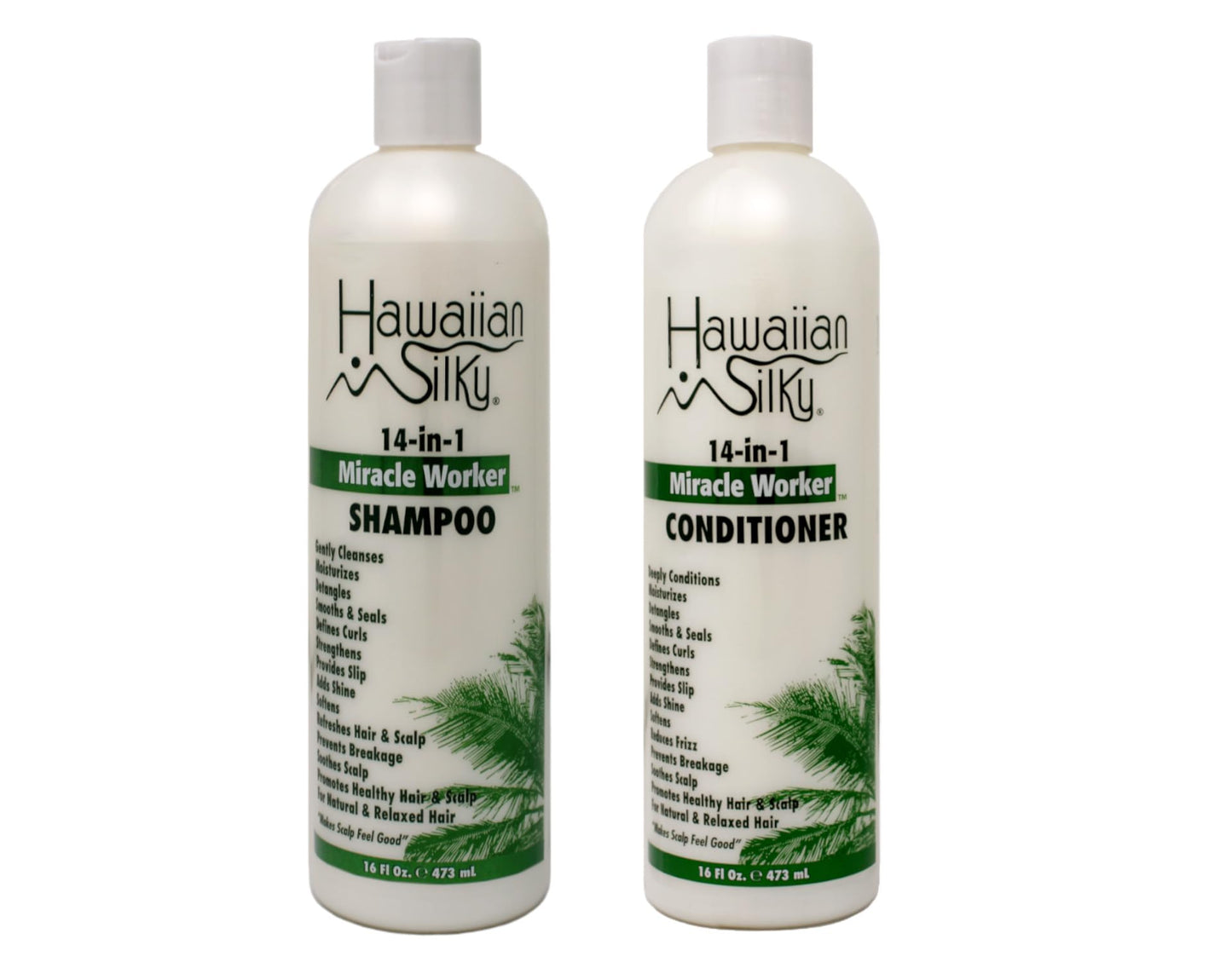 Hawaiian Silky Miracle Worker 14-in-1 Shampoo & Conditioner Bundle, Hydrating & Strengthening Hair Care Set, 16 fl oz Each