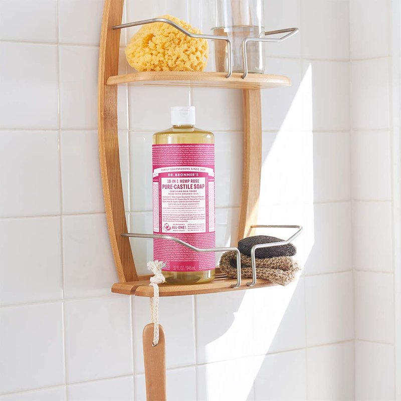 Dr. Bronner's Pure-Castile Liquid Soap - Rose Scent | 32 oz Bottle & 2 oz Travel Size