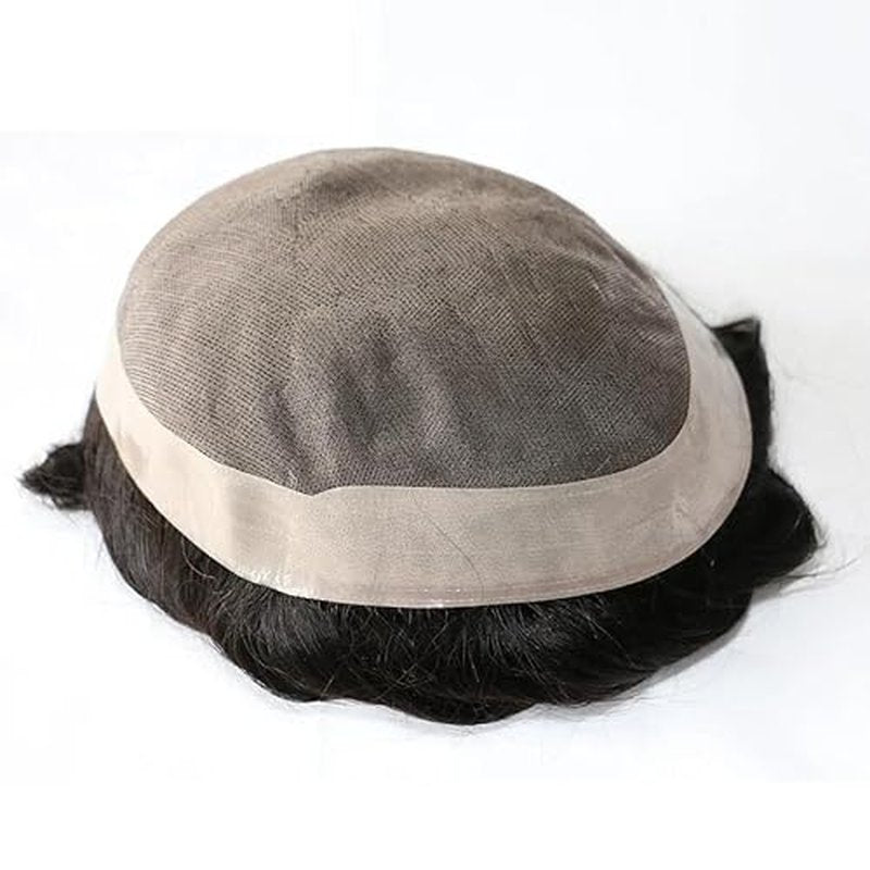 Toupee for Men Mono Base Real European Human Hair Pieces for Mens Hair Prosthesis Patch Units Hair Replacement System for Men (6x8")