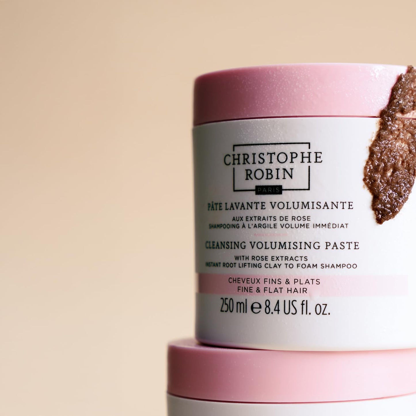 Christophe Robin Cleansing Volumizing Paste Shampoo with Rassoul Clay Rose Extracts Unisex Paste for Fine, Thin, and Flat Hair Color Safe 8.4 fl. oz