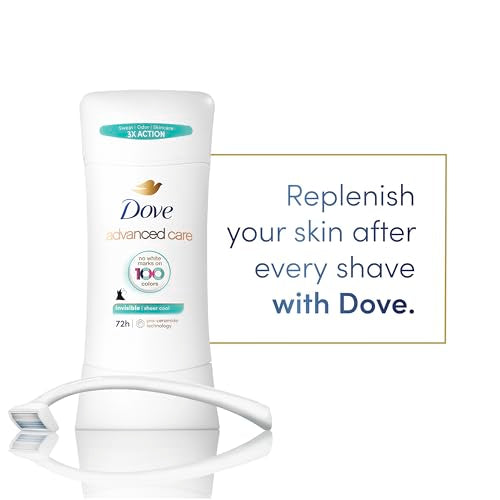 Dove Advanced Care Antiperspirant Deodorant Stick Sheer Cool for Soft, Resilient Skin, with 72-Hour Sweat & Odor Protection, 2.6 oz