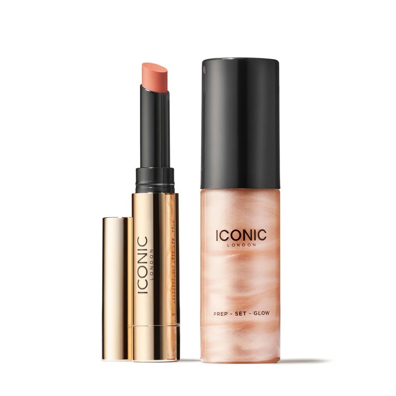 ICONIC LONDON Power Couple Gift Set | Includes Melting Touch Lip Balm (Undone) and Prep-Set-Glow (Original)