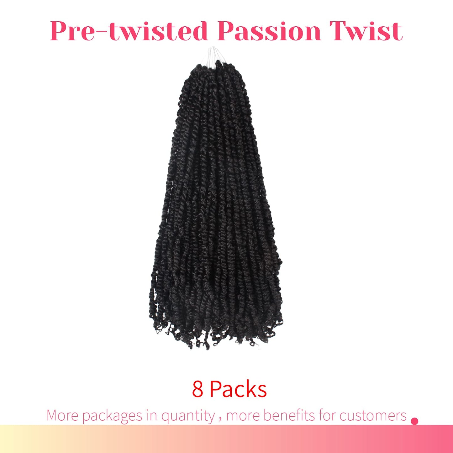 BOHOBABE Passion Twist Crochet Hair 24 Inch for Black Women, Pre-twisted,2#