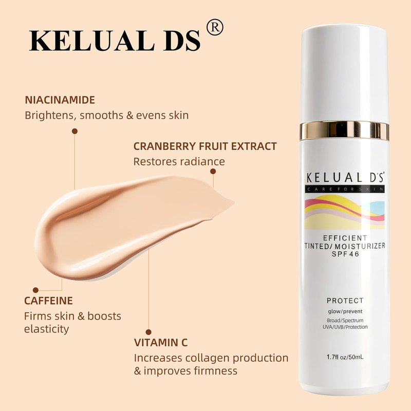 Anti-Aging Tinted Face Moisturizer - Sheer Sunscreen SPF 46 | Hydrating Skin Care, 1.7 oz