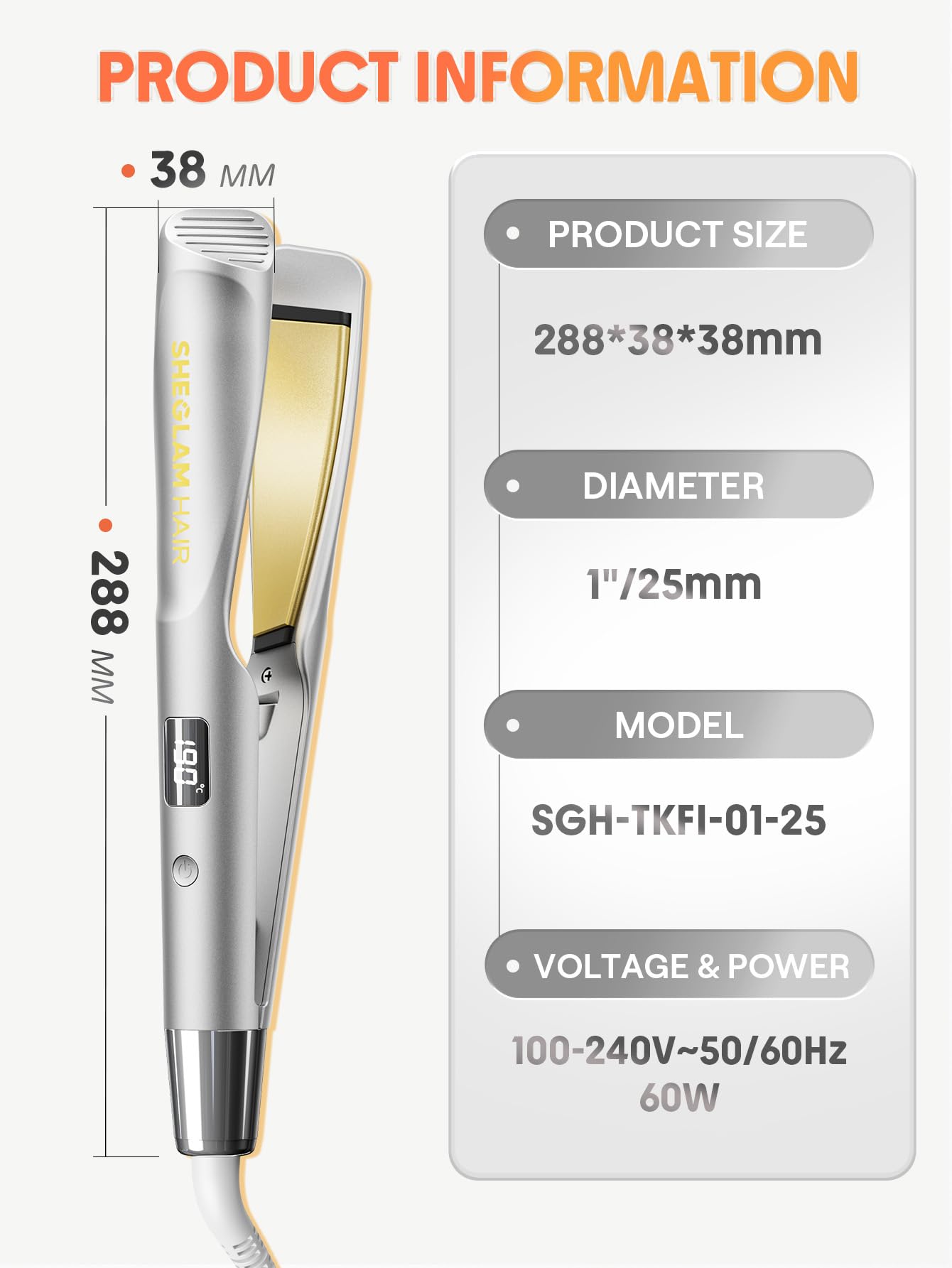 SHEGLAM Flat Iron Hair Straightener, 2-in-1 Twist Ceramic Hair Straightener and Curler, 1 inch, Fast Heating with LCD Display, Multi Styler Round Ion Flat Iron, 302-446°F, Anti-Frizz for Less Damage