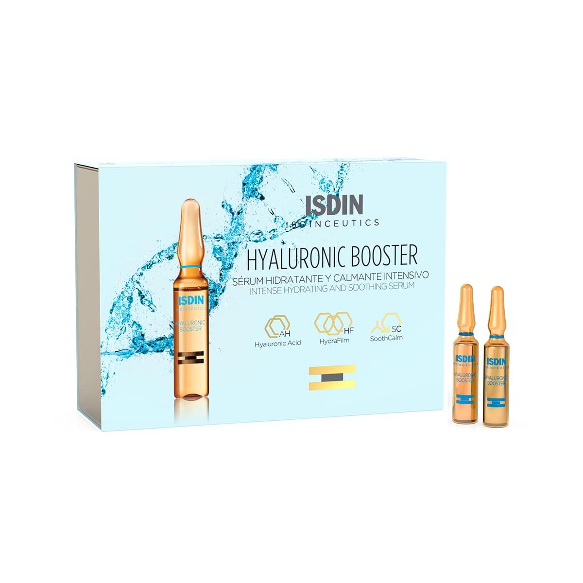 Isdinceutics Intensive Hyaluronic Acid & Peptide Booster - Hydrating Facial Serum in 30 Ampoules, 0.06 FL OZ Each